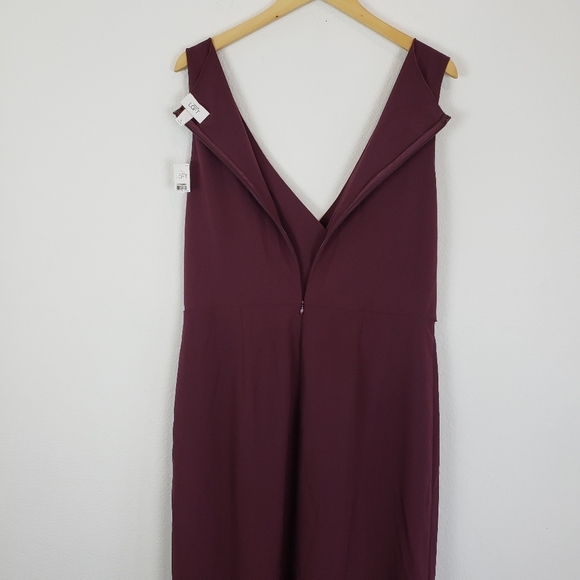 Ann taylor burgundy plunge neckline dress - Picture 4 of 7